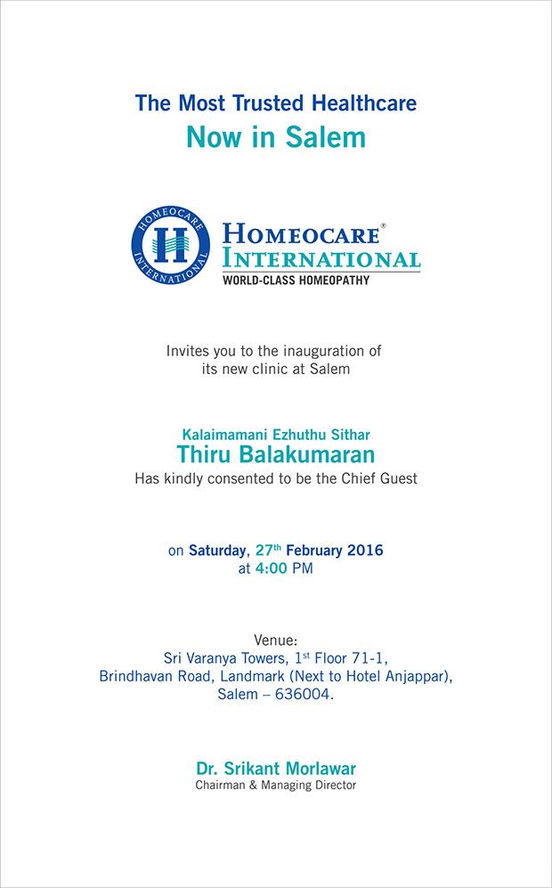 Homeocare International Salem branch